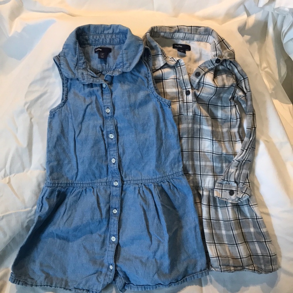 Lot of 2 Baby Gap Girls Dresses Size 4 denim plaid